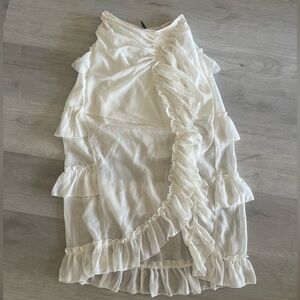 Cider Cream Asymmetrical Ruffle Skirt